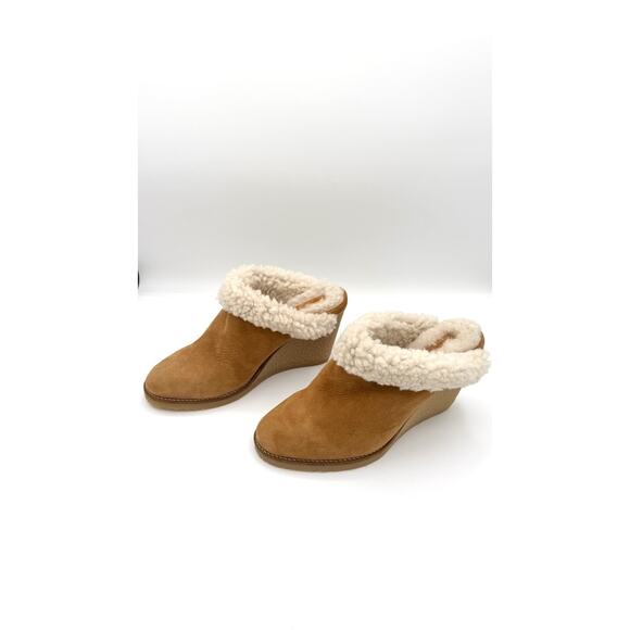 Isabel Marant Takita Tan Brown Suede Shearling Wedge Mule Heels Size 38 NWOB - Picture 5 of 14